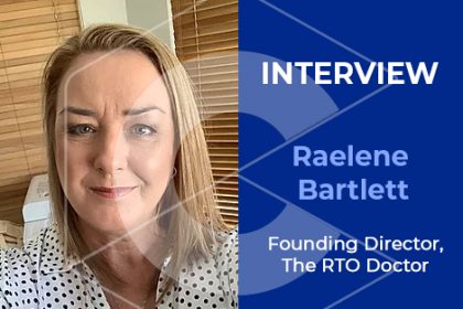 Raelene Bartlett, Founding Director of The RTO Doctor, during a vet sector interview.