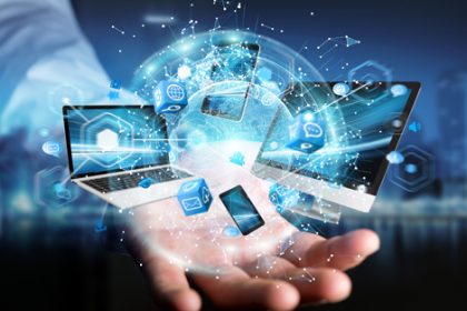 A graphic illustrates digital devices and network connections relevant to the new cyber security skill set.