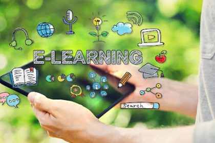 A person using a tablet for digital learning, exploring options for vet compliance.
