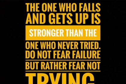 A motivational graphic with text encouraging resilience and overcoming fear in the vet sector.