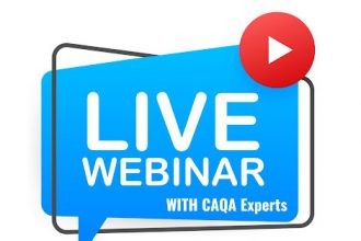 A graphic promotes a live webinar with CAQA regarding trainer and assessor competency in the vet sector.