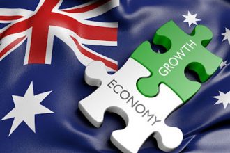 A graphic connects the Australian flag with economy and growth, highlighting the Australian Apprentice program.