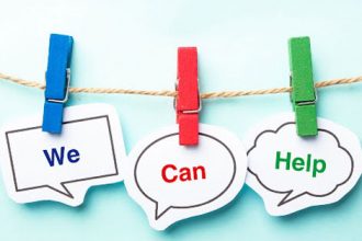 Bright speech bubbles offer assistance, highlighting helpful online resources for increased productivity.