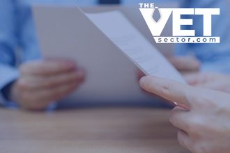 Professionals discuss documents, highlighting the valuable insights found in THE VET sector newsletter.