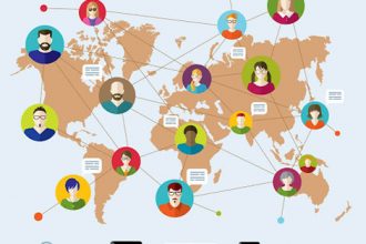 A world map depicts a global network, highlighting digital connections relevant to accessible learning.