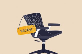 A vacant office chair symbolizes the skills shortage impacting the vet sector.
