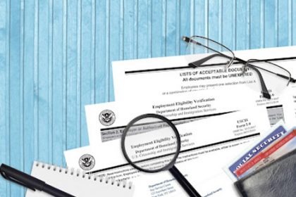 Documents needed for employment eligibility verification, relevant to vet compliance.