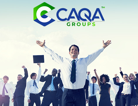 A diverse business team celebrates success, reflecting CAQA Groups’ commitment to the vet sector.