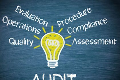 A graphic illustrates key elements of an audit for vet compliance, including quality and operations.