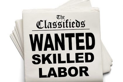Vintage newspaper classified ads highlight the current skilled labor shortage in Australia.