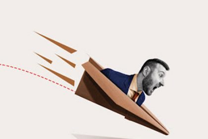 A businessman sends a paper airplane symbolizing the need for skilled workers in the vet sector.