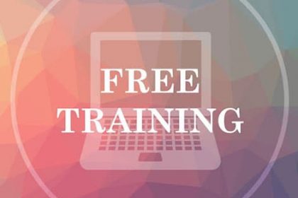 A graphic promotes free training opportunities using a laptop, relevant to the vet sector.