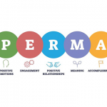The PERMA model graphic details five elements contributing to wellbeing in vocational education and training.